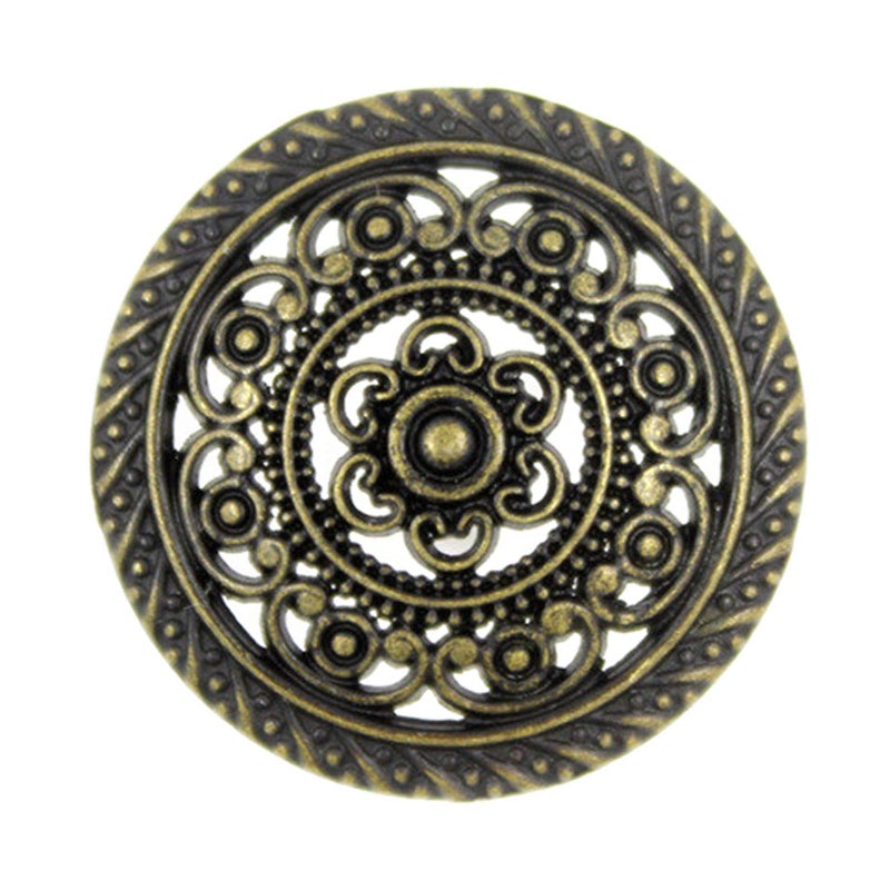 Bezelry 8 Pieces Metal Lacework Filigree Metal Shank Buttons. 30mm (Gray Silver) - Image 1